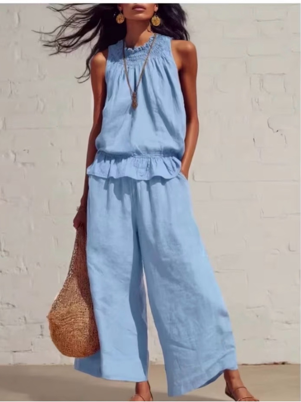 Light Blue Women's Wide-Leg set